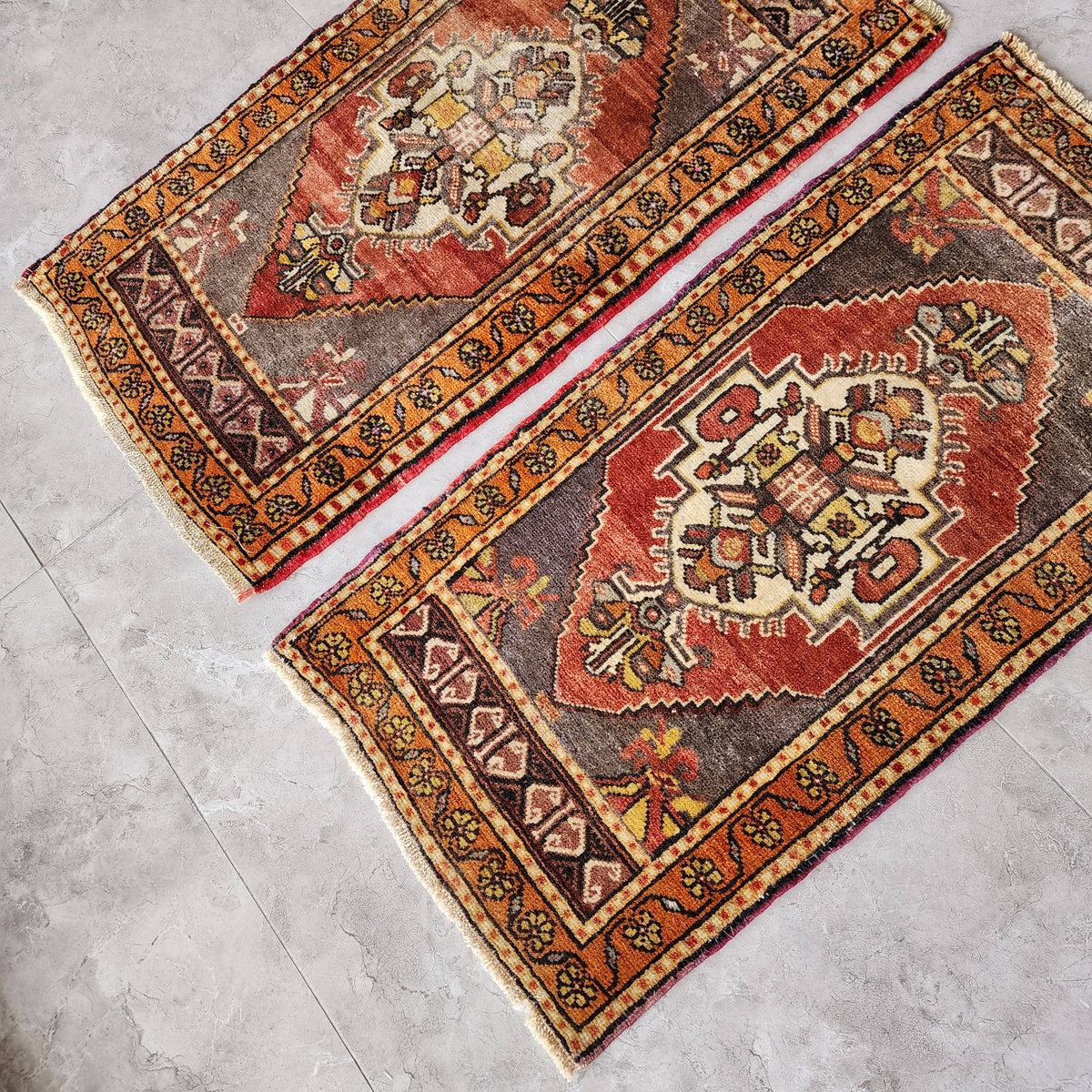 Vintage Uşak Yastık Halı 2'li Set 52 x 93 cm