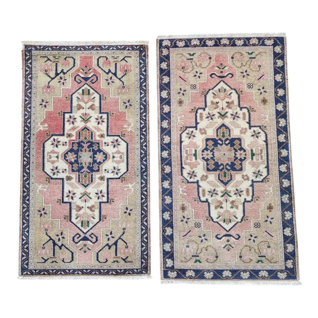 Vintage Türk Yastık Halı 2'li Set 55 x 98 cm