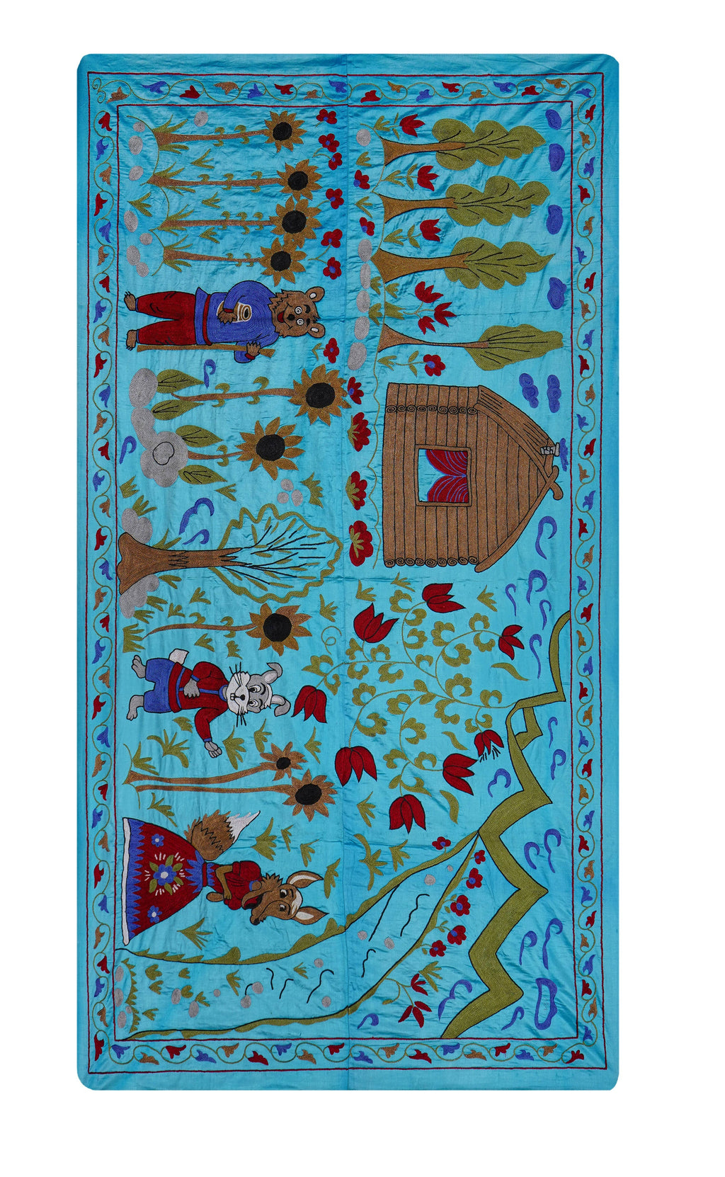 El İşlemesi Suzani Duvar Örtüsü 103 x 190 cm