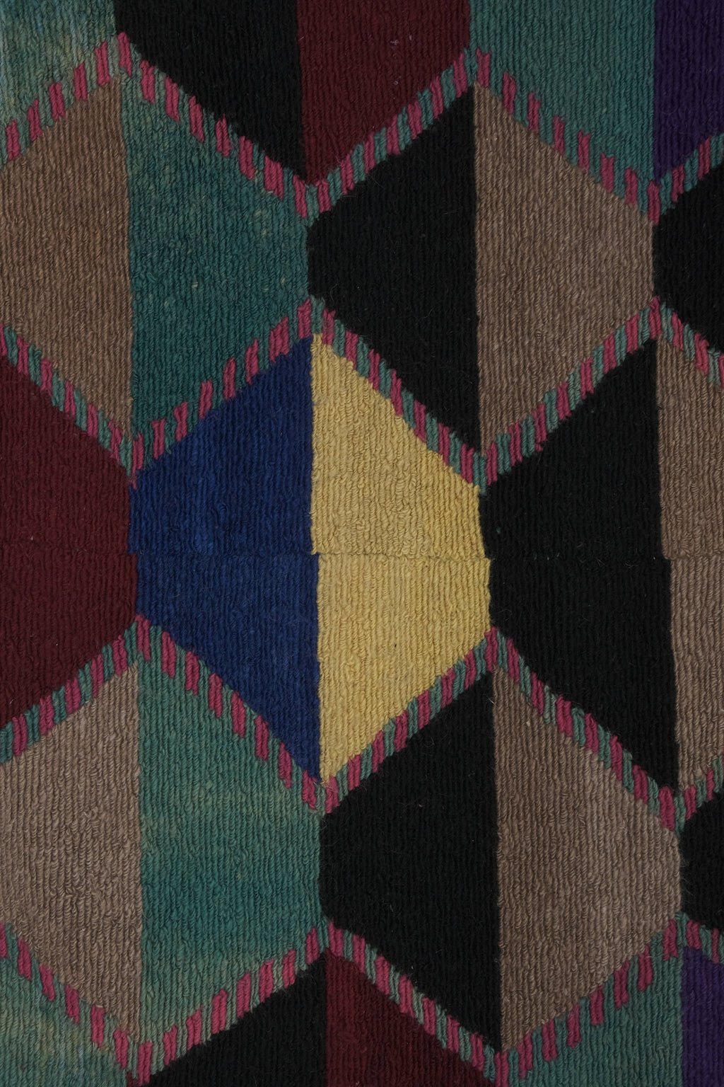 Vintage Türk Damalı Tulu Halı 124 x 141 cm