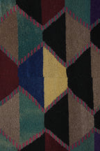 Vintage Türk Damalı Tulu Halı 124 x 141 cm