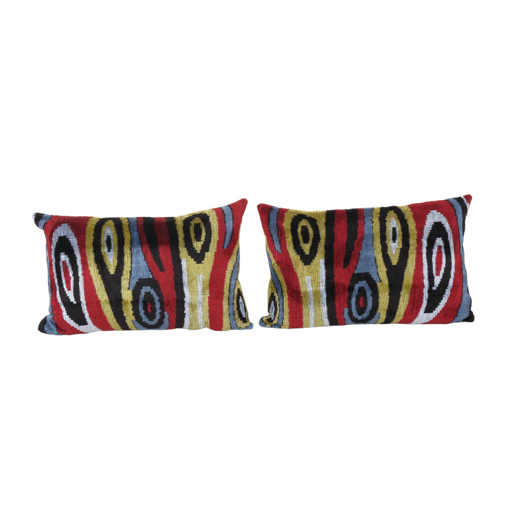 İpek Ikat Kadife Kırlent Kılıfı 2'li Set 40 x 60 cm