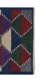 Vintage Türk Damalı Tulu Halı 109 x 136 cm