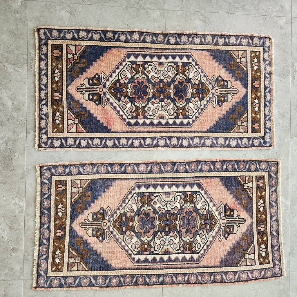 Vintage Türk Yastık Halı 2'li Set 58 x 108 cm