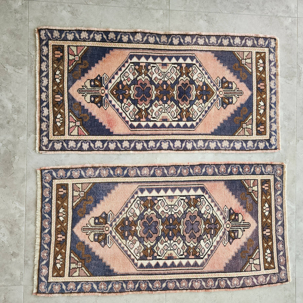 Vintage Türk Yastık Halı 2'li Set 58 x 108 cm