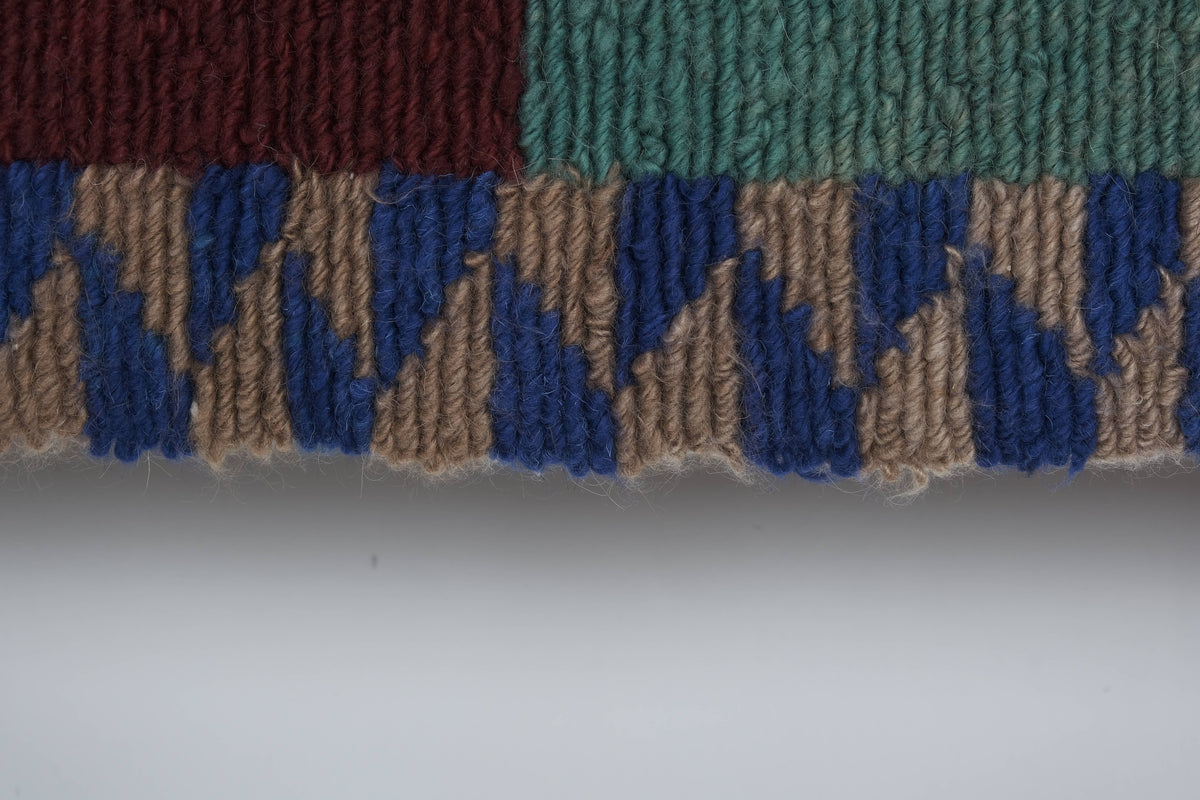 Vintage Türk Damalı Tulu Halı 124 x 141 cm
