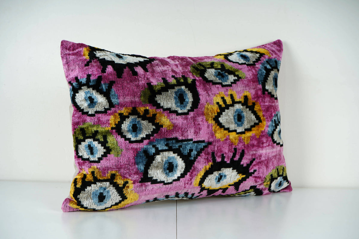 İpek Ikat Kadife Kırlent Kılıfı 40 x 60 cm
