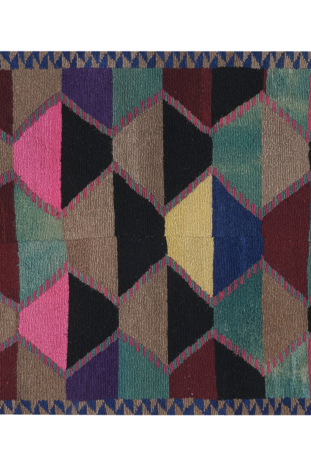Vintage Türk Damalı Tulu Halı 124 x 141 cm