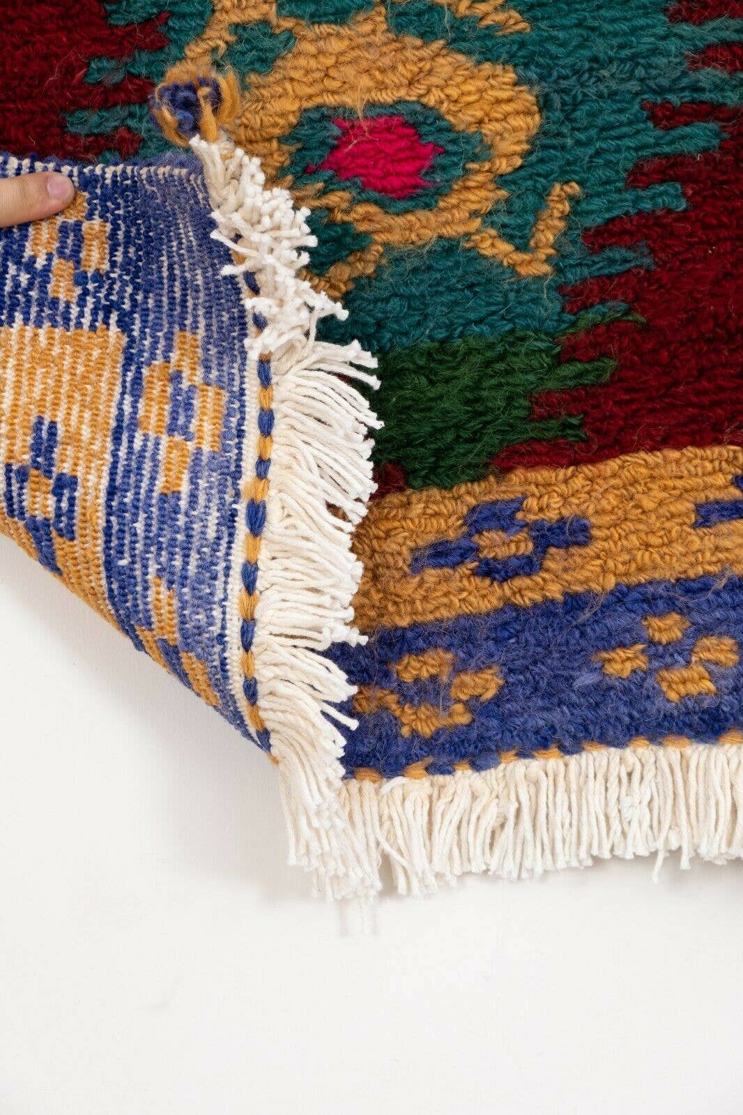 Vintage Türk Damalı Tulu Halı 110 x 132 cm