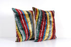 İpek Ikat Kadife Kırlent Kılıfı 2'li Set 56 x 63 cm