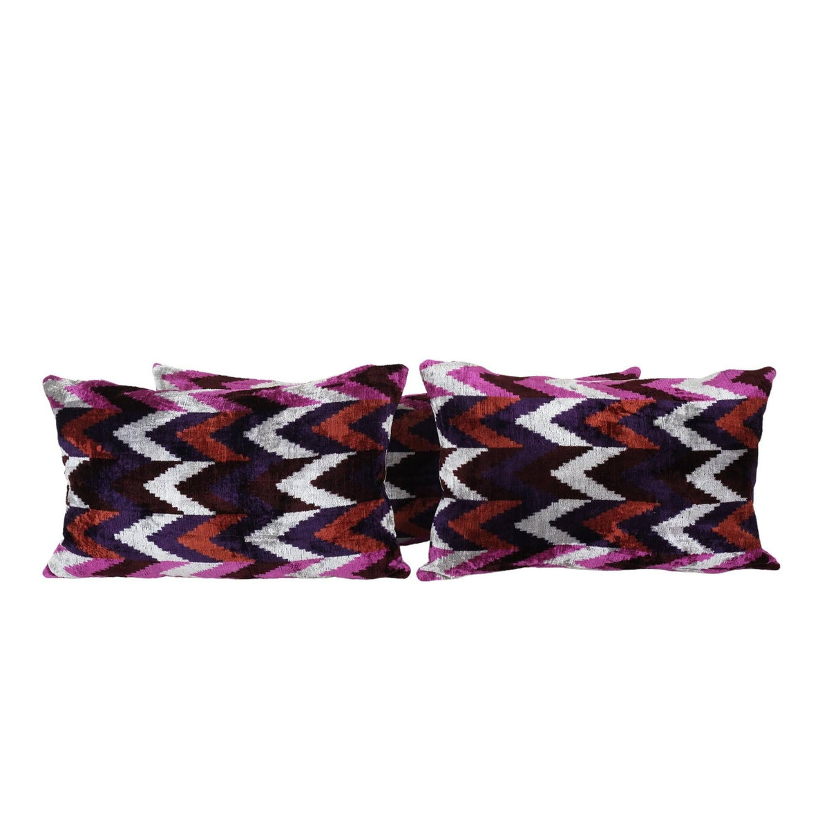 İpek Ikat Kadife Kırlent Kılıfı 3'li Set 40 x 60 cm