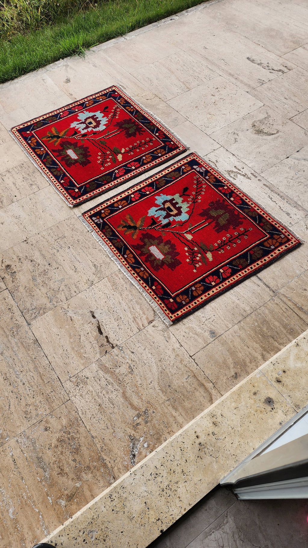 Vintage Türk Yastık Halı 2'li Set 73 x 79 cm