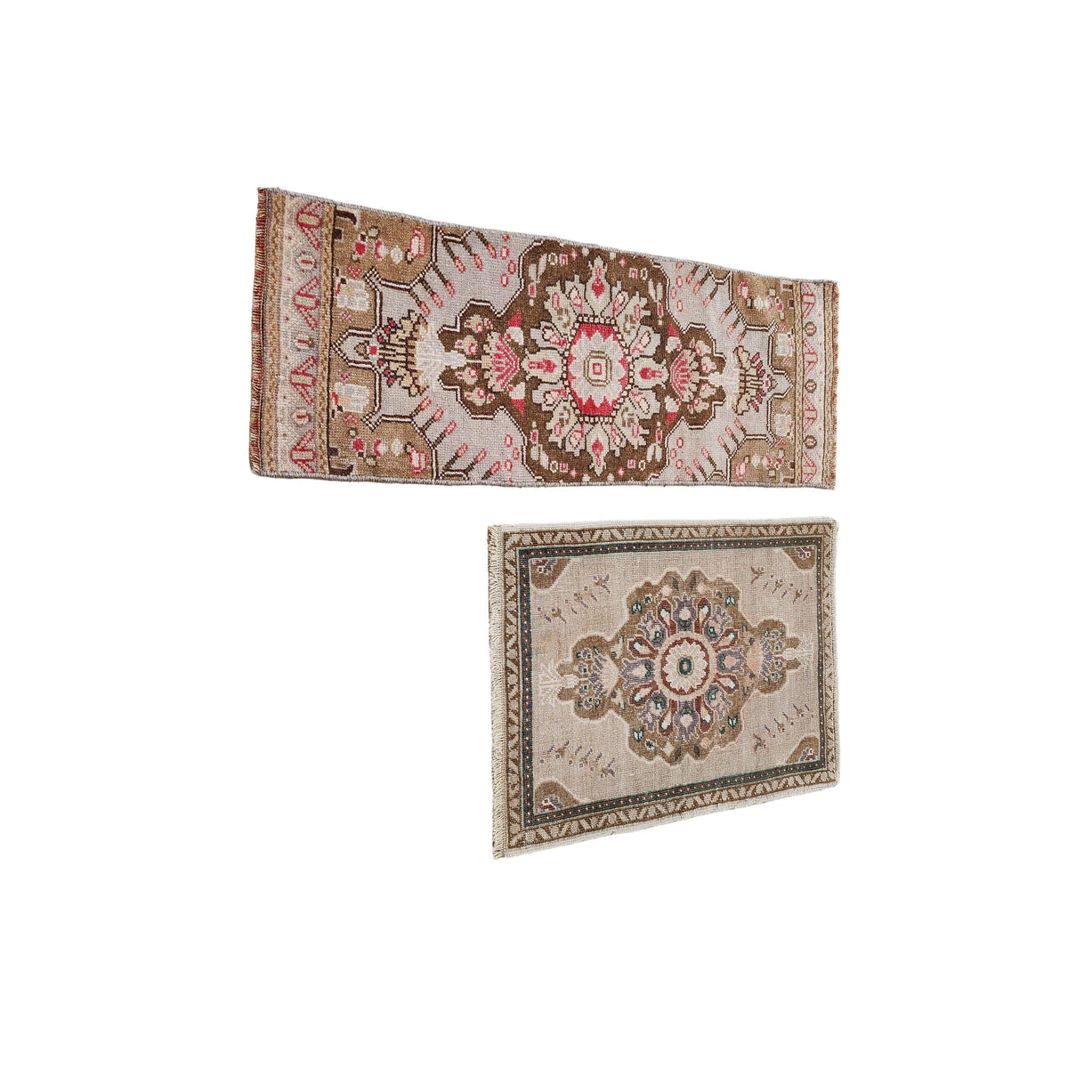 Vintage Türk Yastık Halı 2'li Set 51 x 66 cm