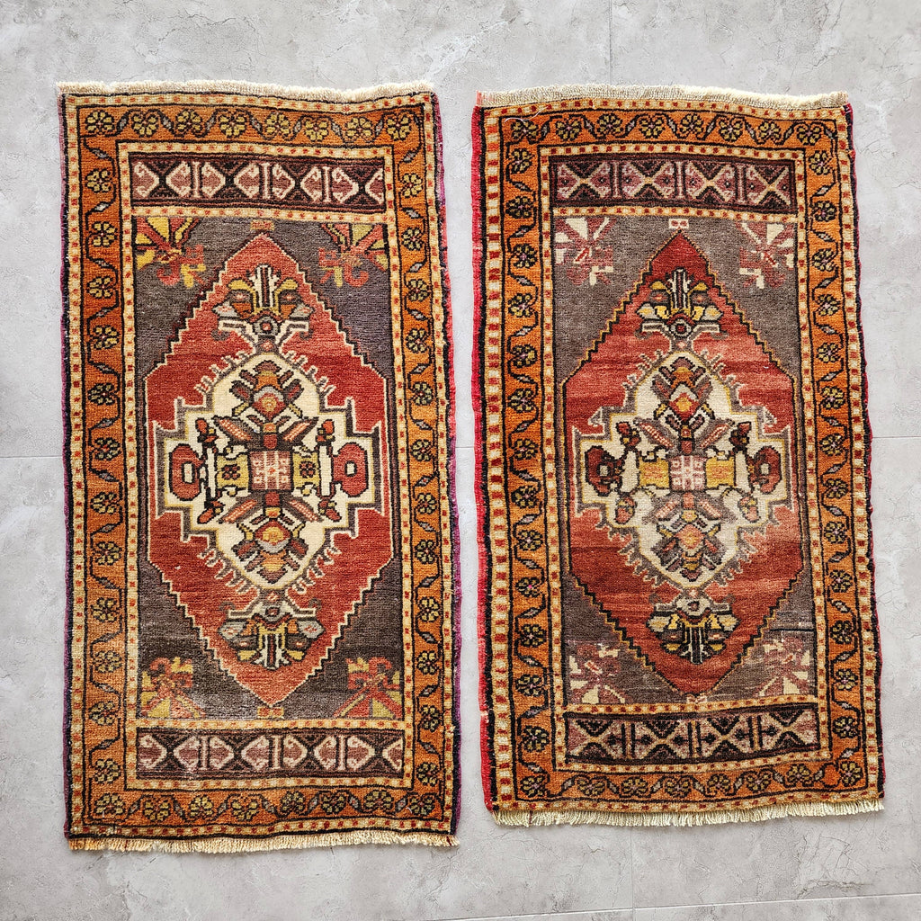 Vintage Uşak Yastık Halı 2'li Set 52 x 93 cm