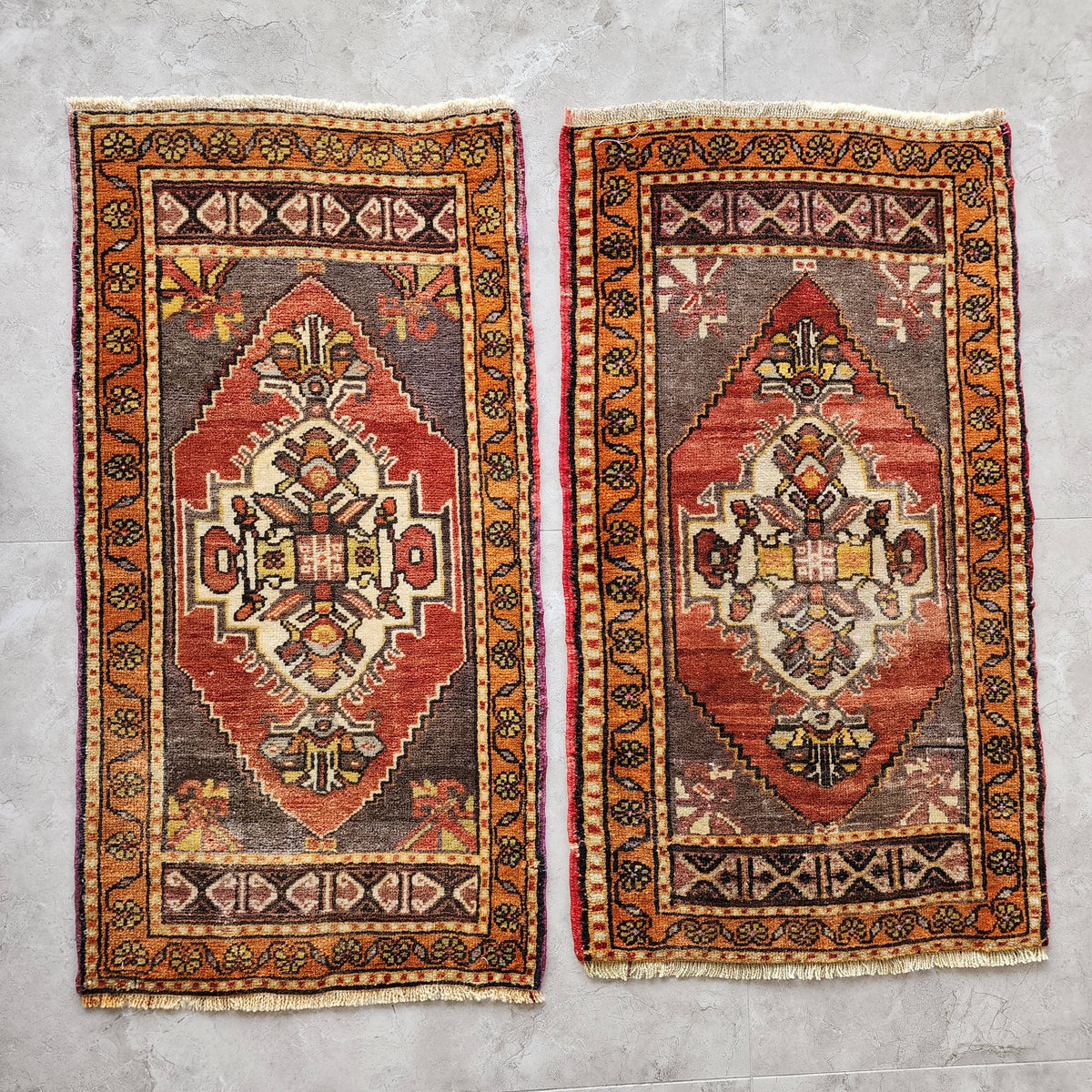 Vintage Uşak Yastık Halı 2'li Set 52 x 93 cm