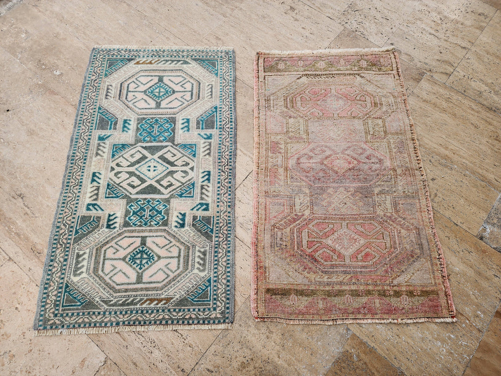 Vintage Türk Yastık Halı 2'li Set 55 x 92 cm