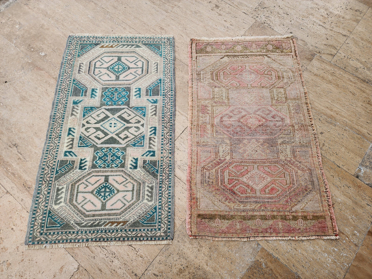 Vintage Türk Yastık Halı 2'li Set 55 x 92 cm