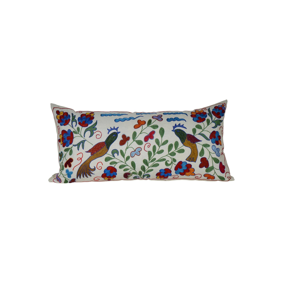 Kuş Desenli Suzani Kırlent Kılıfı 40 x 85 cm