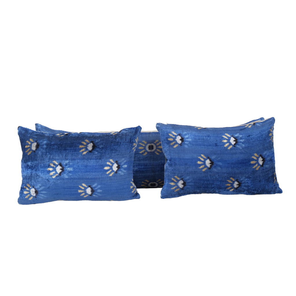 İpek Ikat Kadife Kırlent Kılıfı 3'li Set 40 x 117 cm