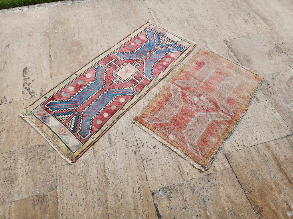 Vintage Türk Yastık Halı 2'li Set 54 x 82 cm