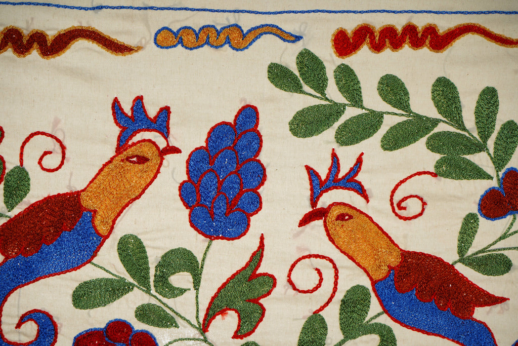 Kuş Desenli Suzani Duvar Örtüsü 44 x 96 cm