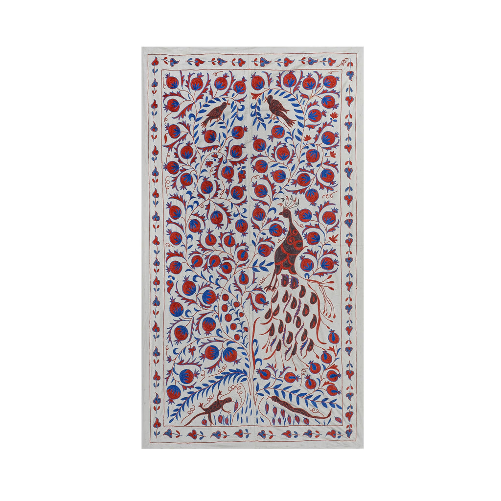 Kuş Desenli Suzani Duvar Örtüsü 109 x 186 cm