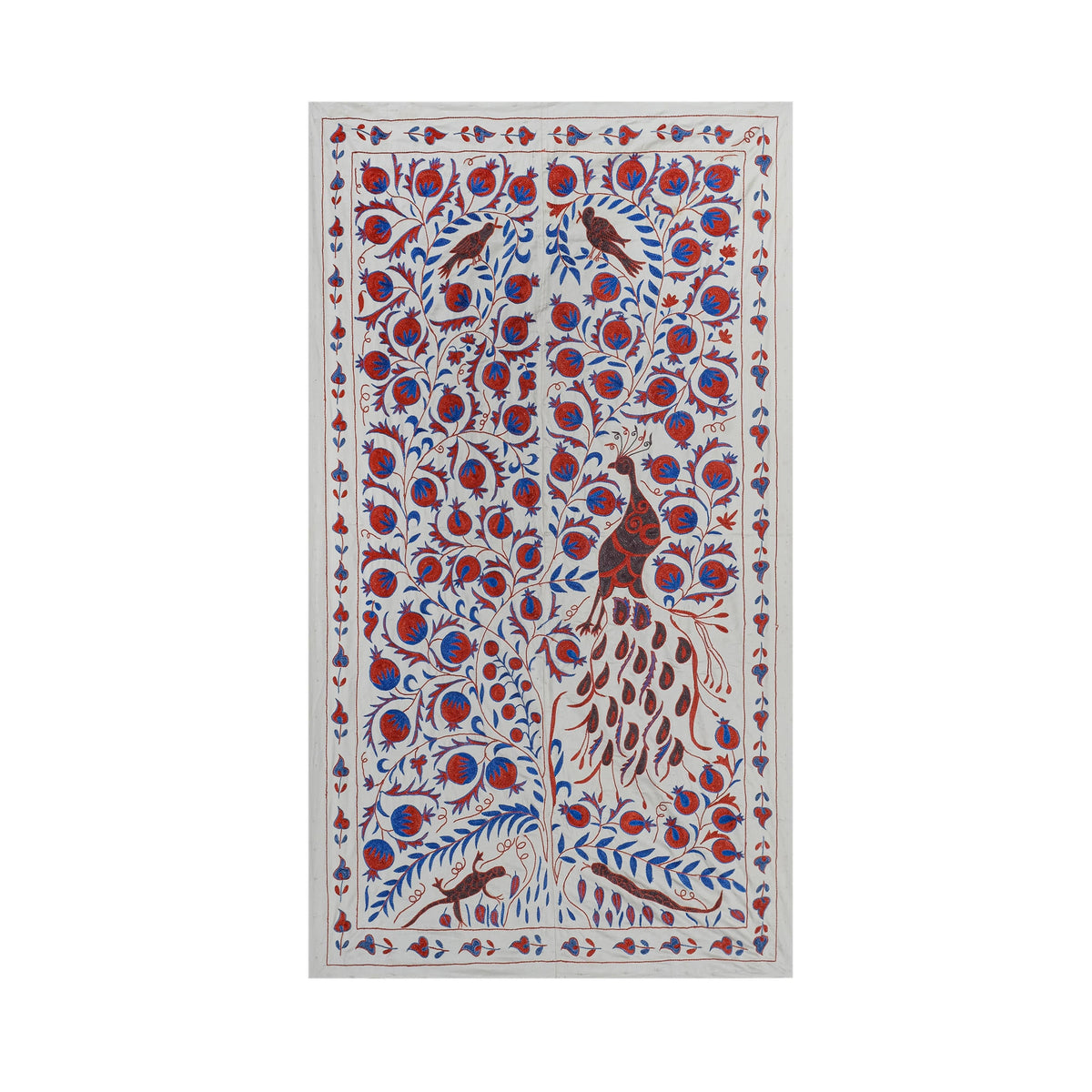 Kuş Desenli Suzani Duvar Örtüsü 109 x 186 cm