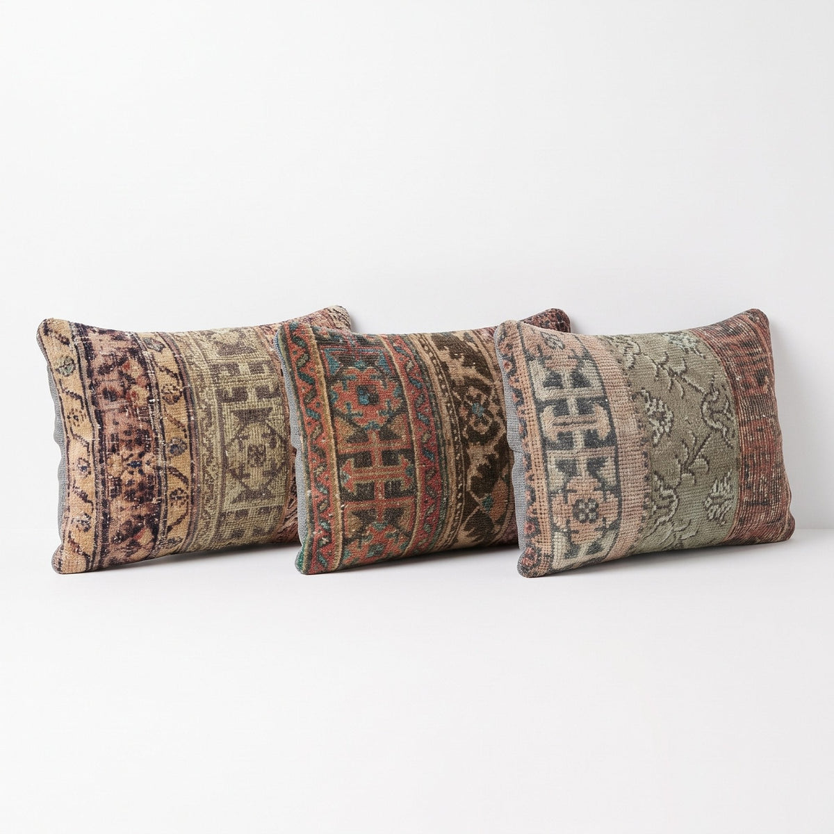 Türk Halı Kırlent Kılıfı 3'li Set 40 x 60 cm