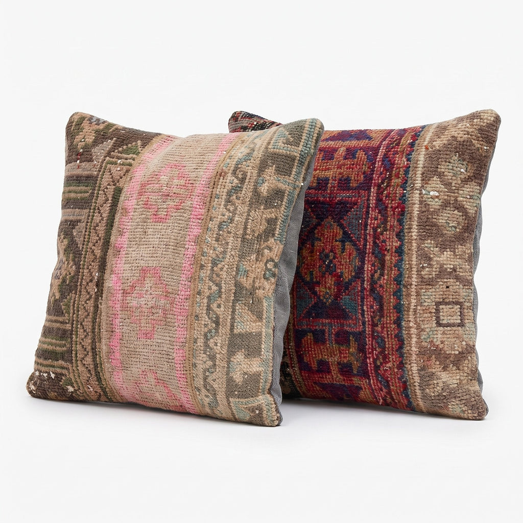 Türk Halı Kırlent Kılıfı 2'li Set 50 x 50 cm