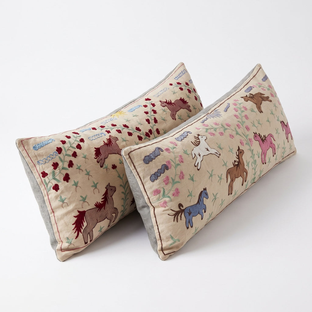 Özbek Suzani Kırlent Kılıfı 2'li Set 45 x 132 cm