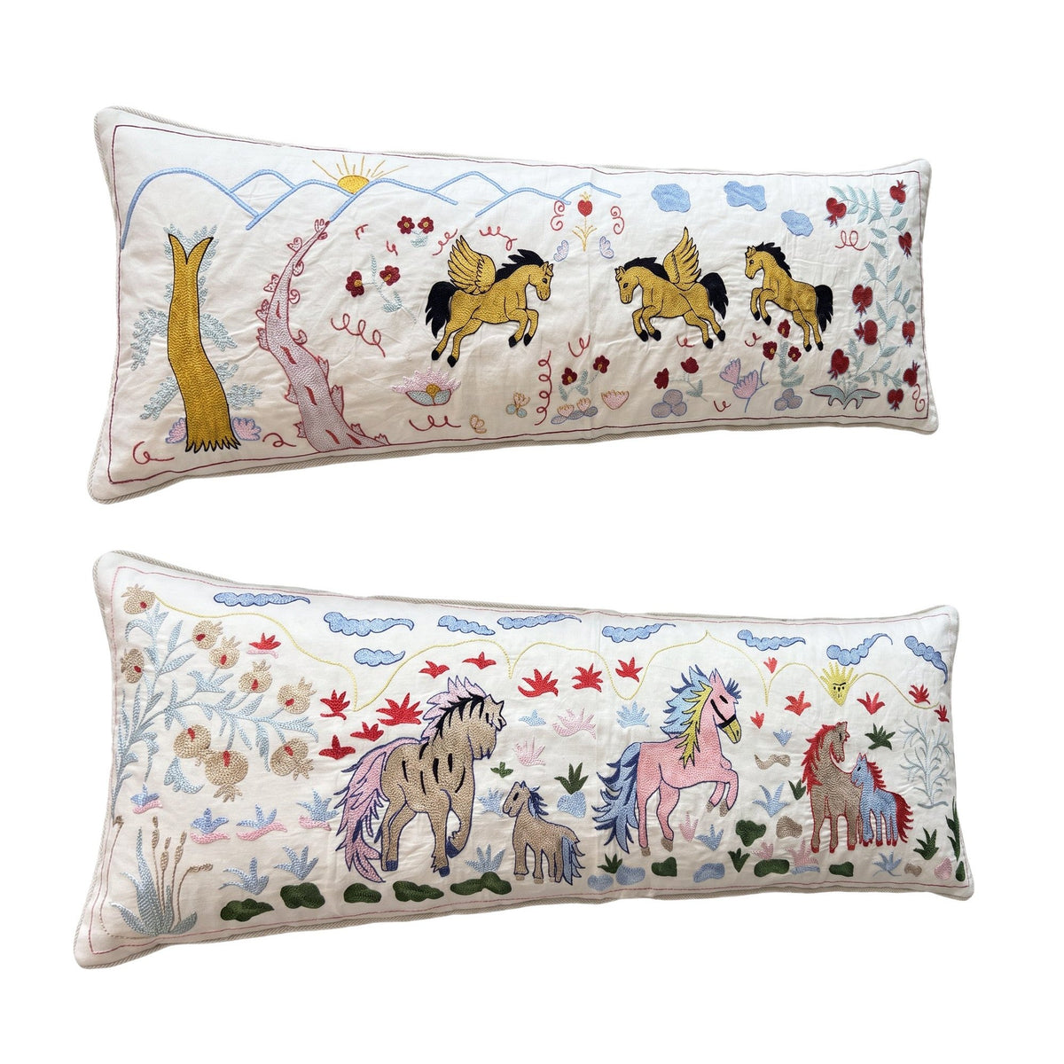 Özbek Suzani Kırlent Kılıfı 2'li Set 46 x 133 cm