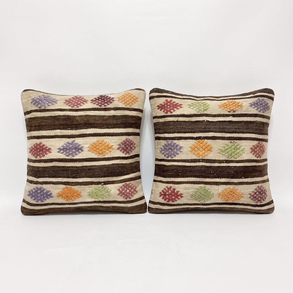 Türk Kilim Kırlent Kılıfı 2'li Set 60 x 60 cm