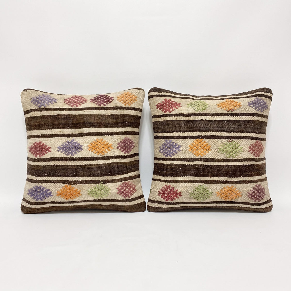 Türk Kilim Kırlent Kılıfı 2'li Set 60 x 60 cm