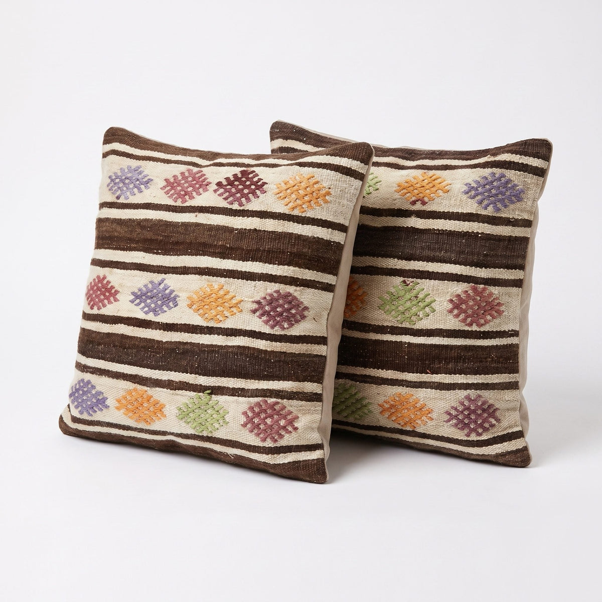 Türk Kilim Kırlent Kılıfı 2'li Set 60 x 60 cm