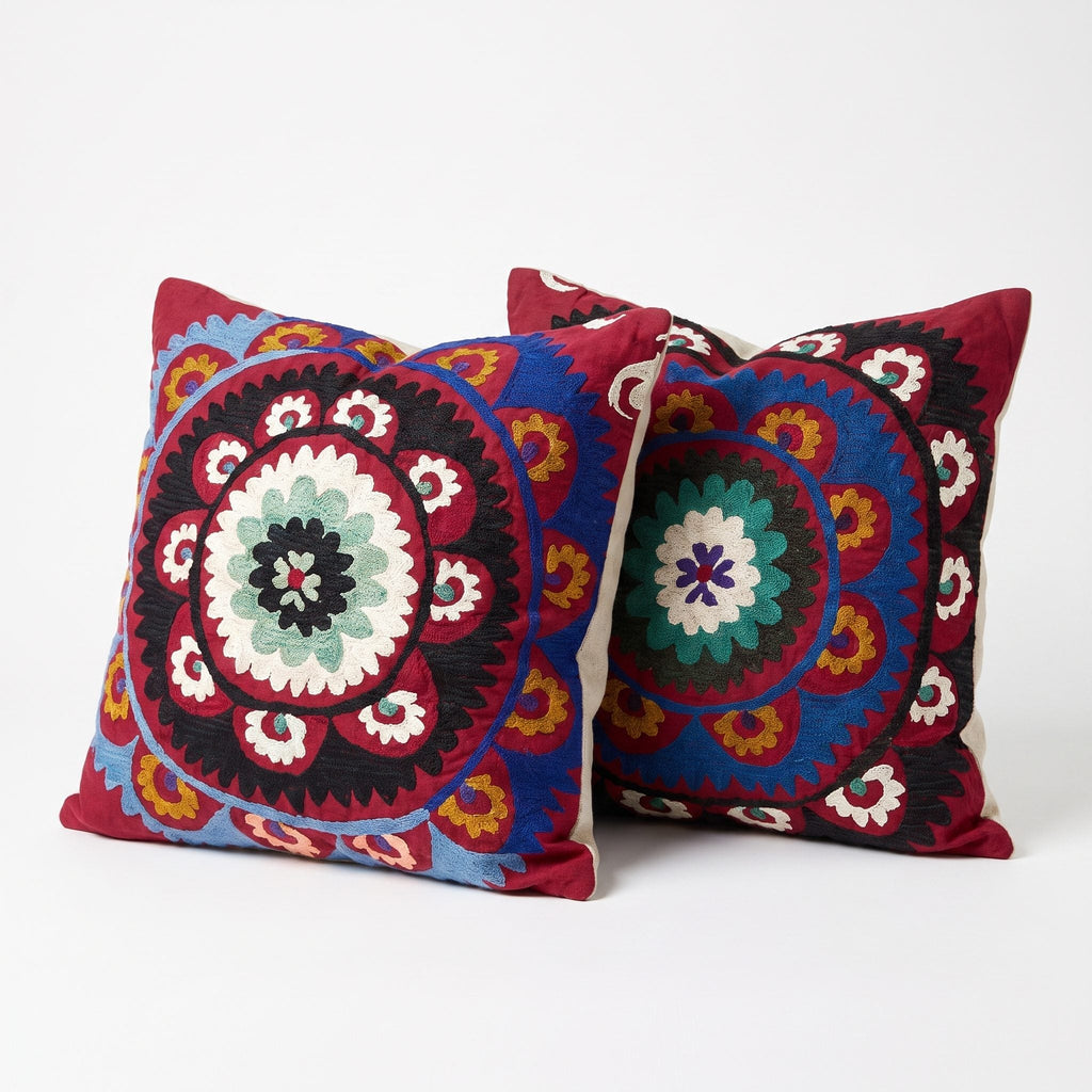 Özbek Suzani Kırlent Kılıfı 2'li Set 56 x 61 cm