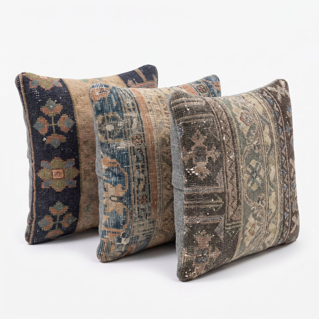 Türk Halı Kırlent Kılıfı 3'li Set 50 x 50 cm