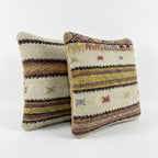 Türk Kilim Kırlent Kılıfı 2'li Set 40 x 40 cm