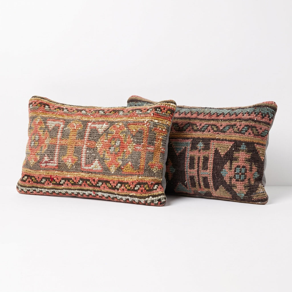Türk Halı Kırlent Kılıfı 2'li Set 30 x 50 cm