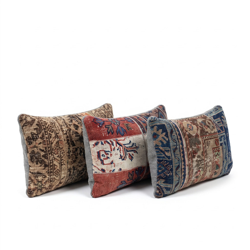 Türk Halı Kırlent Kılıfı 3'li Set 40 x 60 cm