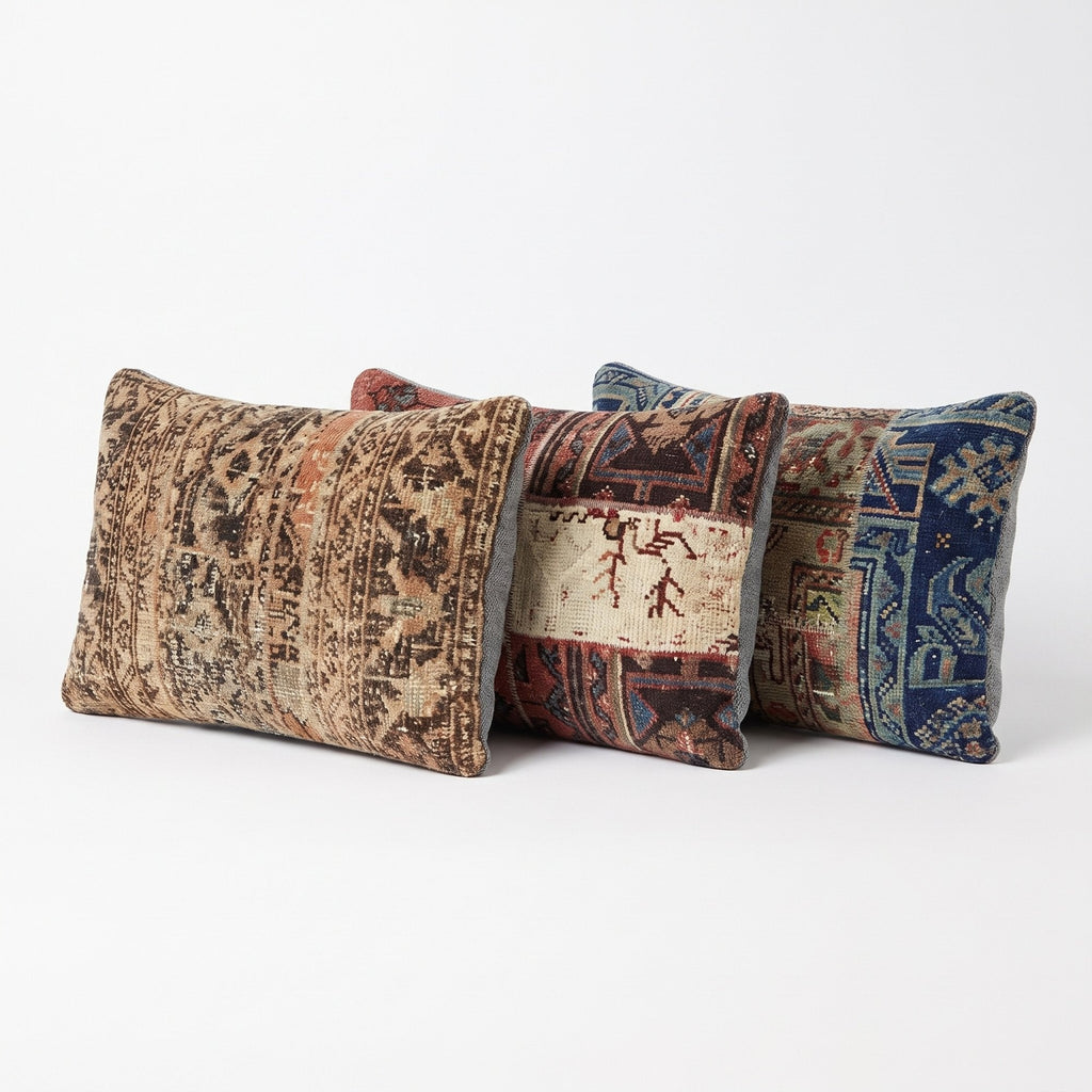 Türk Halı Kırlent Kılıfı 3'li Set 40 x 60 cm