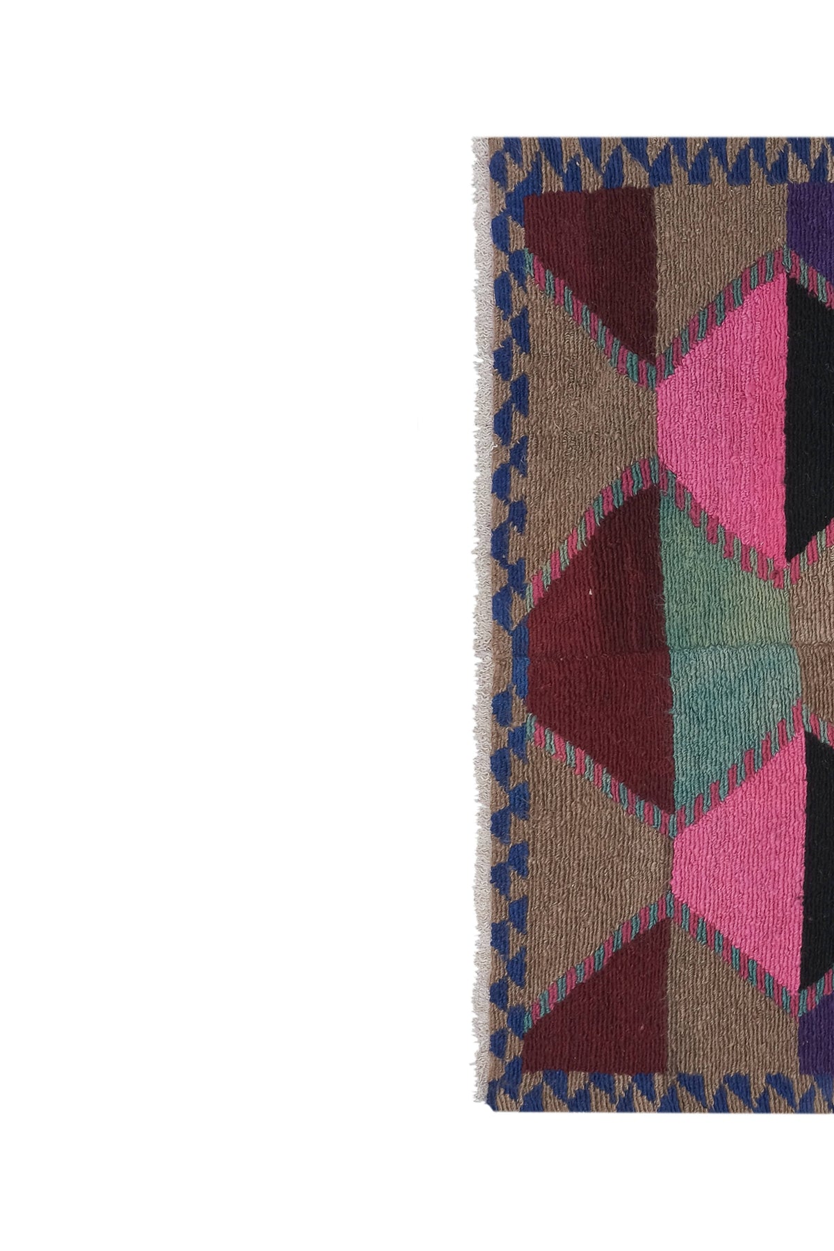 Vintage Türk Damalı Tulu Halı 124 x 141 cm