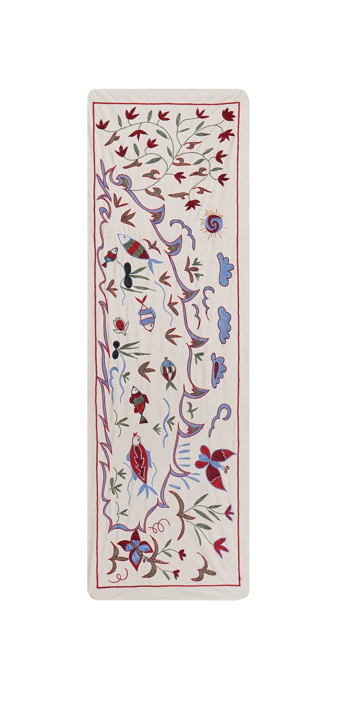Balık Desenli Suzani Duvar Örtüsü 50 x 148 cm
