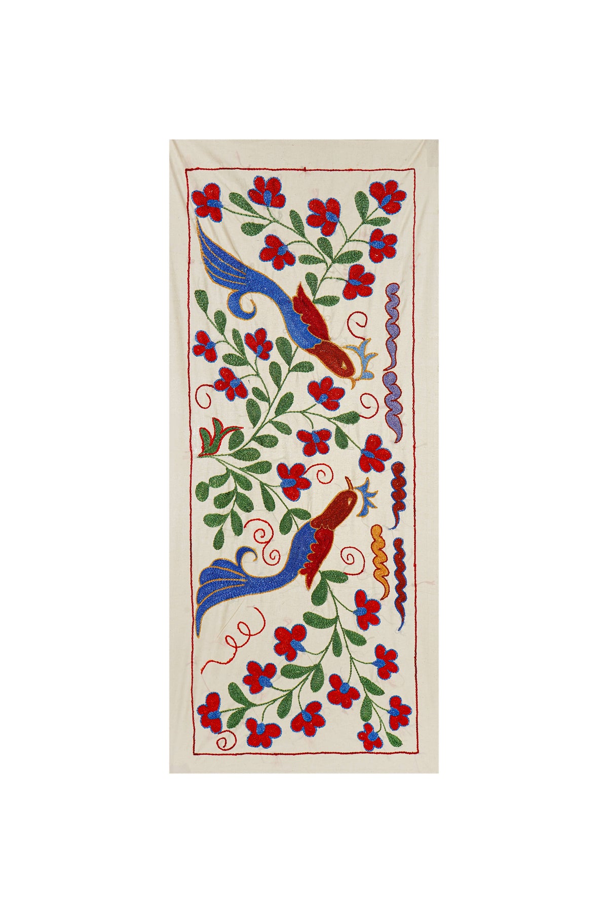 Kuş Desenli Suzani Yolluk 44 x 96 cm