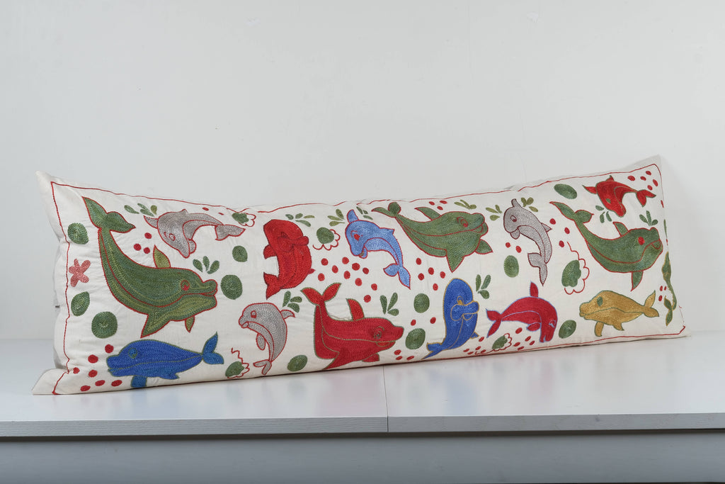 Balık Desenli Suzani Kırlent Kılıfı 45 x 140 cm