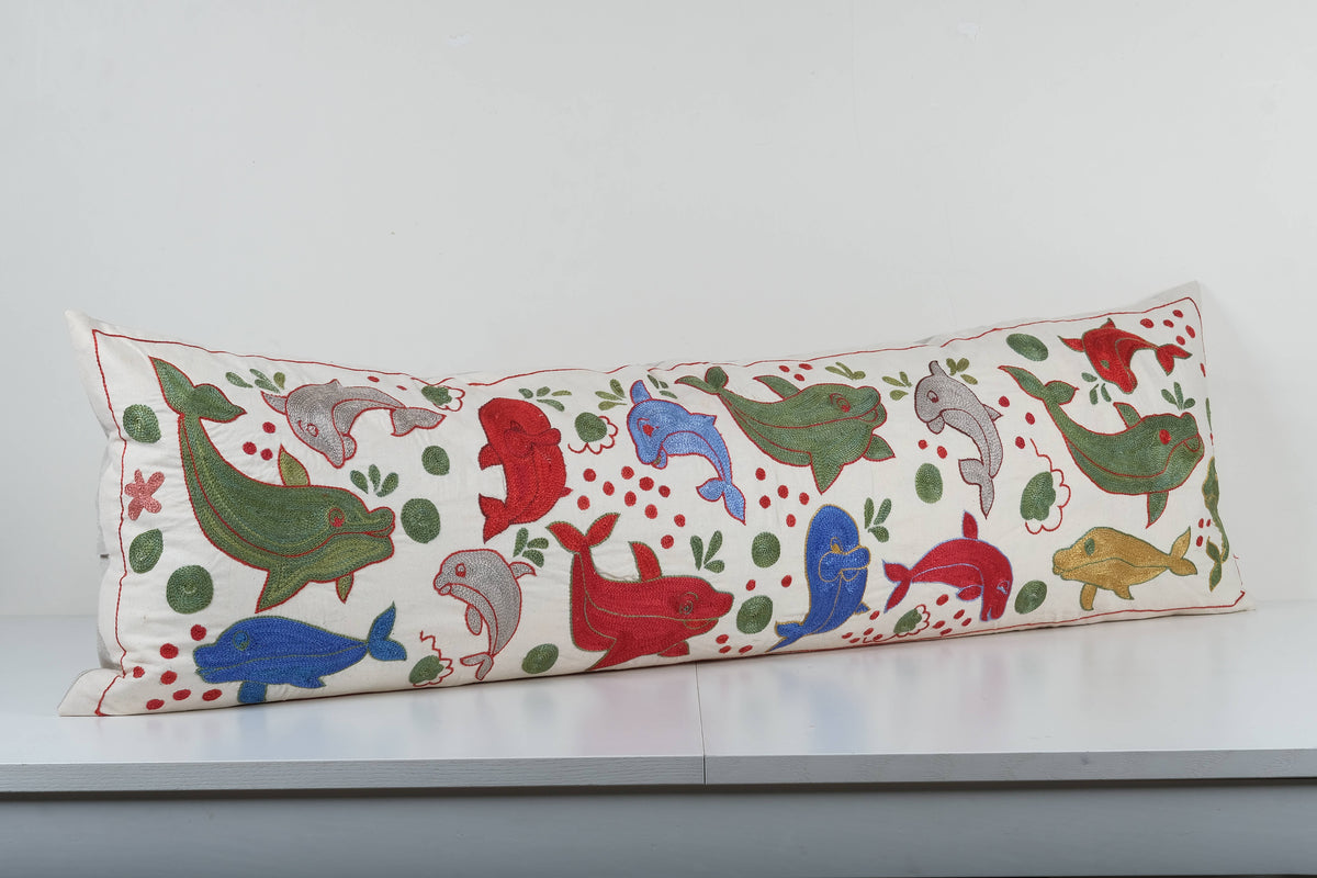Balık Desenli Suzani Kırlent Kılıfı 45 x 140 cm