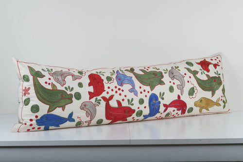 Balık Desenli Suzani Kırlent Kılıfı 45 x 140 cm