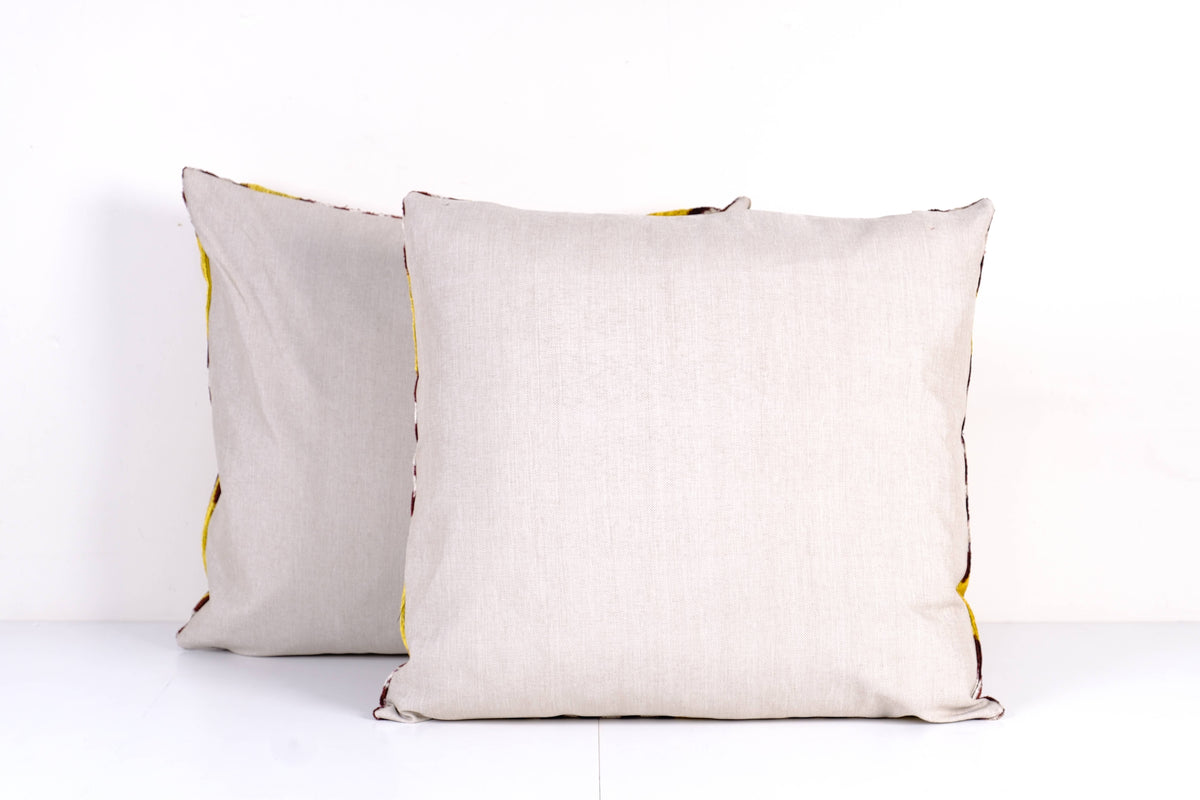 İpek Ikat Kadife Kırlent Kılıfı 2'li Set 58 x 67 cm