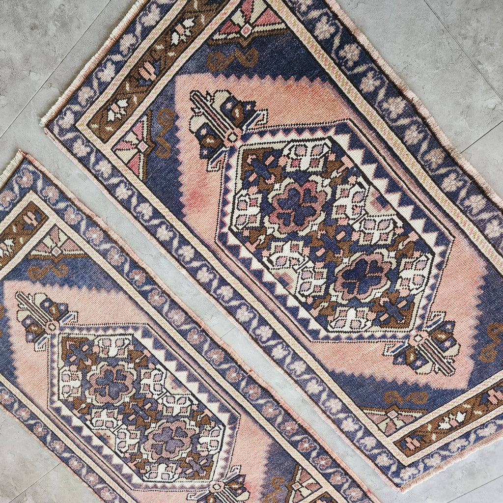 Vintage Türk Yastık Halı 2'li Set 58 x 108 cm