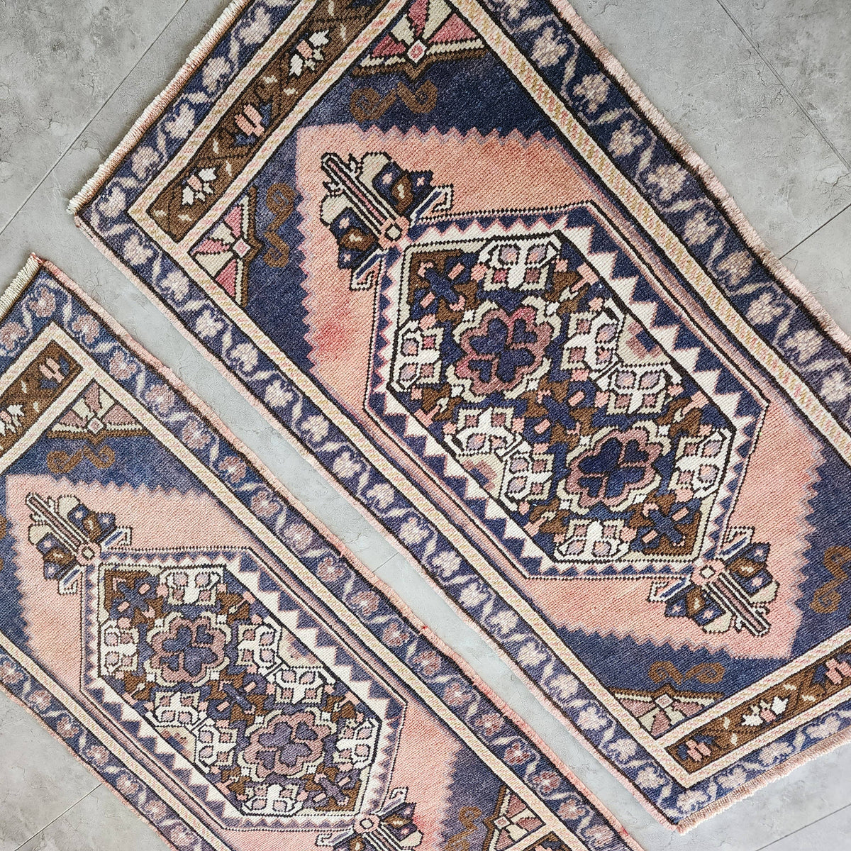 Vintage Türk Yastık Halı 2'li Set 58 x 108 cm