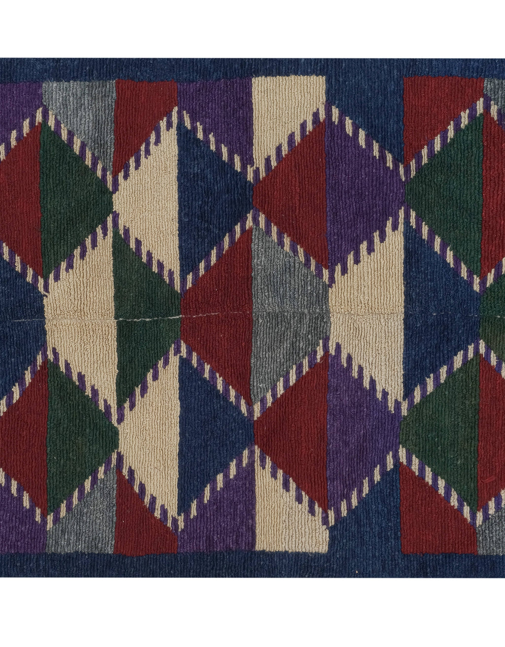 Vintage Türk Damalı Tulu Halı 109 x 136 cm